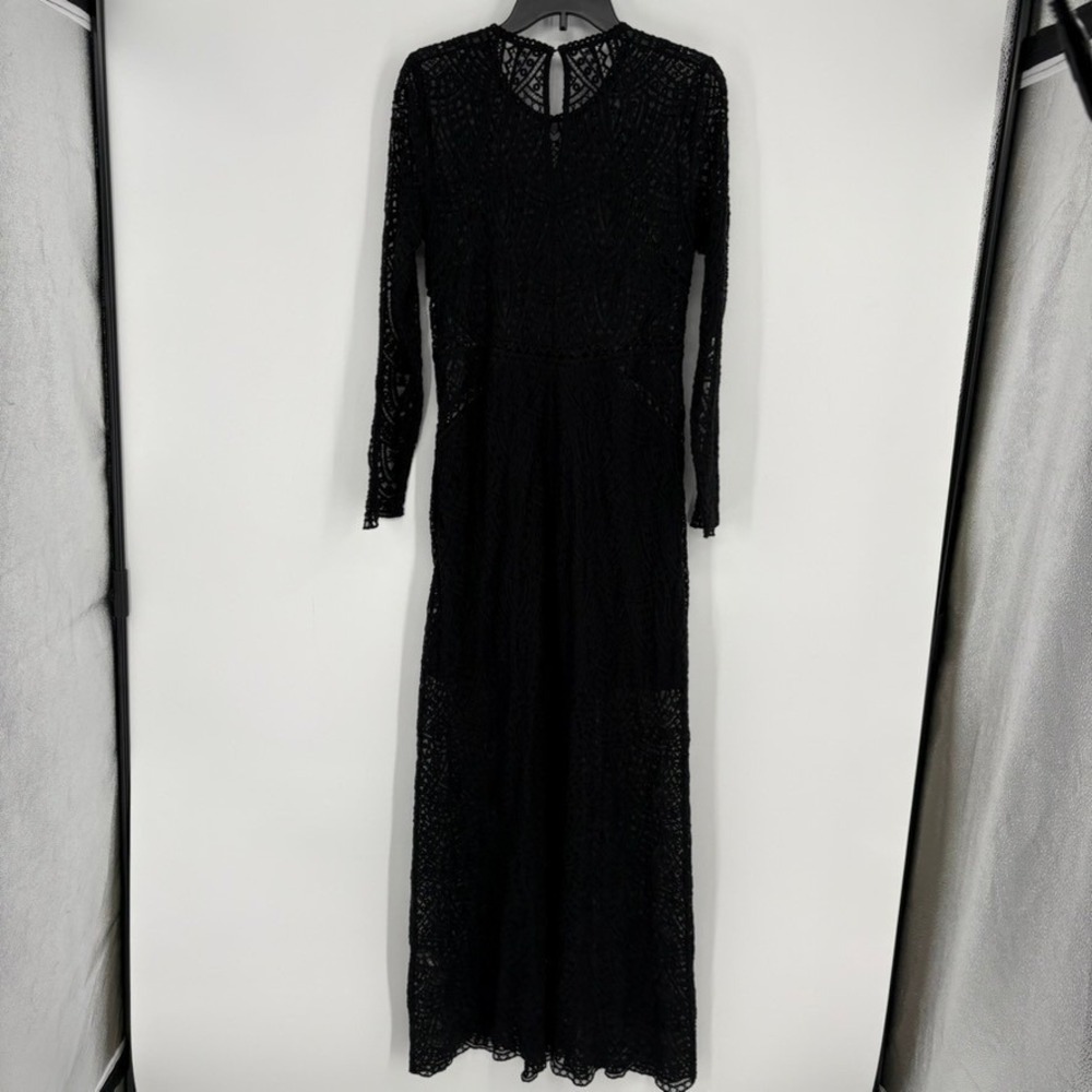 Ba&sh Black Lace Long Sleeve Maxi Dress Keyhole Neckline Sz L Witchy Whimsygoth - Picture 5 of 9